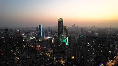 4K航拍南京城市天际线新街口CBD夜景视频的预览图